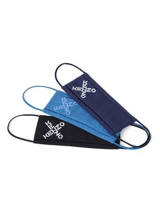 Kenzo logo face masks (set of three) - unisex - Cotton - One Size - Blue