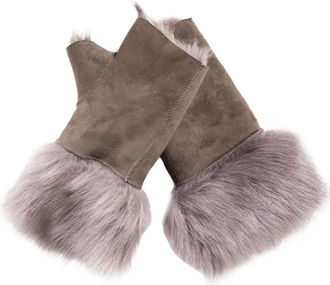 Infinity Leather Womens Shearling Mittens Fingerless Cuffs Toscana Suede Sheepskin Fur