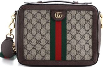Gucci Ophidia Zip Around Camera Bag GG Coated Canvas Small shoulder bag - Marrone