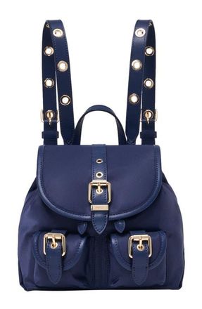 Maje Mini leather and nylon backpack in Marine Blue at Nordstrom, Size Medium
