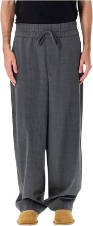 Ami Pantaloni in lana con vita elasticizzata - - Trousers - Uomo - Grigio - S