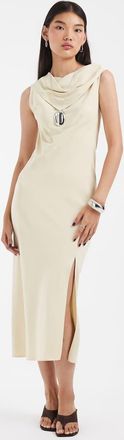 & Other Stories vestito midi con scollo a sciarpa color crema-Neutro