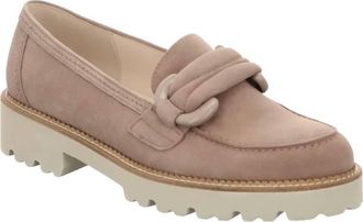 Gabor Womens Mid Platform Loafer In Taupe Suede