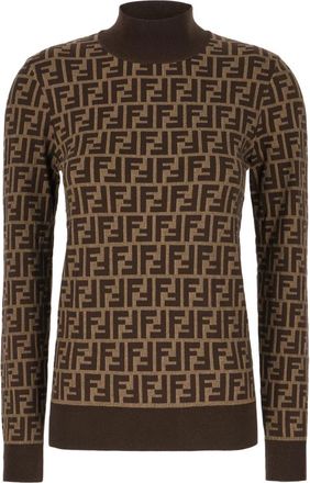 Fendi Maglieria Turtleneck Truien - Dames - Coltruien - Bruin - S - Katoen - Truien & Vesten