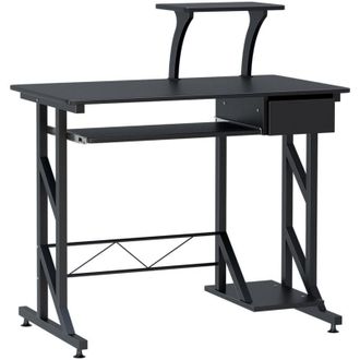 HOMCOM Homcom - Scrivania per Computer Acciaio e Legno con Cassetto e Ripiano Tastiera