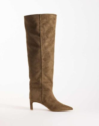 Simmi London Simmi London stivali al ginocchio classici a punta in beige scamosciato-Neutro