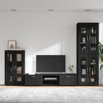 vidaXL vidaXL Set mobile TV con cassetto FLORIN Nero Legno multistrato