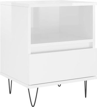 vidaXL Mesita De Noche Madera Contrachapada Blanco Brillo 40x35x50 Cm Vidaxl