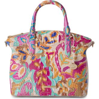 Brahmin Large Duxbury Croc Embossed Leather Satchel in Wanderlight at Nordstrom