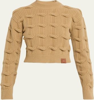 Stella McCartney Cable Knit Crop Crewneck Sweater