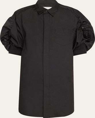 sacai Cargo Sleeve Poplin Mini Shirt Dress
