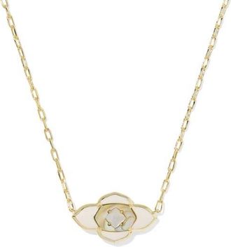 Kendra Scott Abbie Short Medallion Pendant Necklace in Gold Neutral Mix at Nordstrom