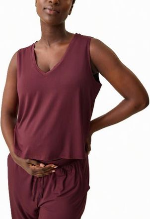 Kindred Bravely Aria Cropped V-Neck Tank in Deep Burgundy at Nordstrom, Size X-Large