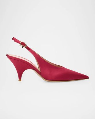 Gianvito Rossi 70mm Sofia Satin Slingback Pumps