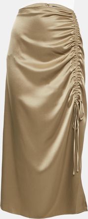 Ralph Lauren Polo Ralph Lauren Brown Satin Ruched Midi Skirt