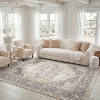 Safavieh Alfombra transicional de polipropileno beige/gris, 183 x 274 cm