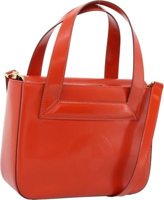 Celine Top Handle Leather Orange Leather Handbag (Pre-Owned)
