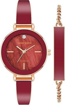 Anne Klein Genuine Diamond Dial Bangle Watch with Bracelet Set