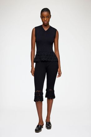 Ganni Black Vest in Cotton Crochet