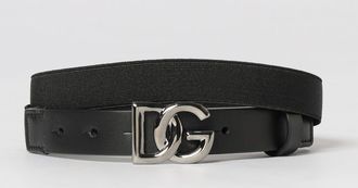 Dolce & Gabbana Cintura DG in pelle e viscosa stretch