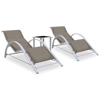 Berkfield Home Sun Loungers 2 pcs with Table Aluminium Taupe in Black