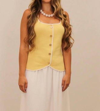 Skies Are Blue Clothing Valentina Contrast Trim Knit Tank Top In Yellow