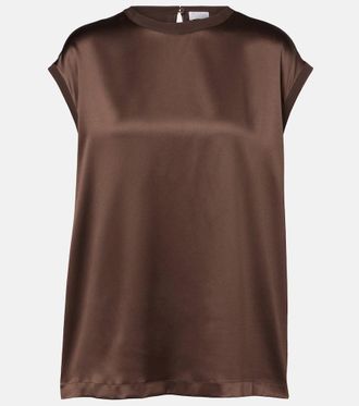 Brunello Cucinelli Top de sat&eacute;n en mezcla de seda