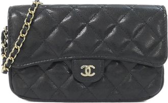 Chanel Black Grained Calfskin Phone Wallet (Pre-Owned)
