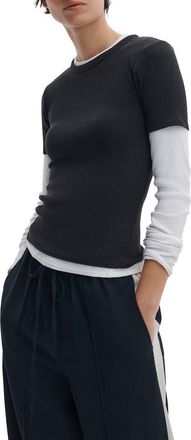 Rag & Bone The Essential Rib T-Shirt in Black at Nordstrom, Size X-Large