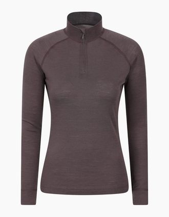 Mountain Warehouse Womens Mountain Warehouse Womens/Ladies Merino Wool Zip Neck Thermal Top - Brown - Size: 18
