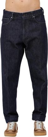 Berwich Jeans met vijf zakken van katoenen denim met wijde pijpen - Heren - Loose Fit Jeans - Blauw - M - Katoen - Jeans