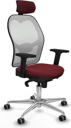 Piqueras y Crespo Piqueras Y Crespo - Jorquera Sincro Malla Blanca Similpiel Granate Brazos 2d Base Aluminio Cabecero 2d Ruedas 65mm Engomada