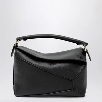 Loewe Small black grained leather Puzzle Edge bag