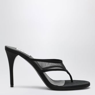 Alaia Black mesh flip-flop mules