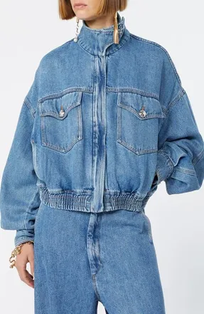 Sportmax Bussola Oversize Denim Bomber Jacket in Midnight Blue at Nordstrom, Size 10