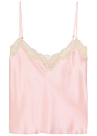 Reformation Teddy Lace-trim Silk top - Light Pink - S (UK8-10 / S)