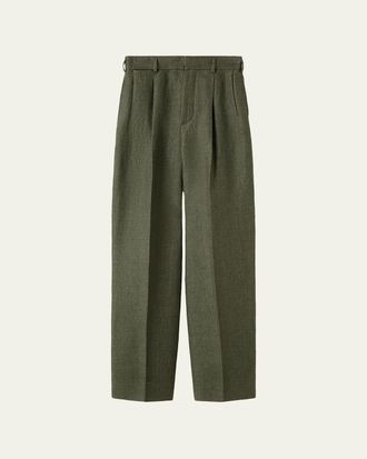 Loro Piana Hector Linen Twill Straight-Leg Trousers