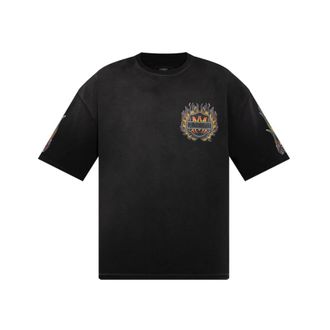 Amiri T-Shirts, male, Black, S, MA Flames Oversized Tee