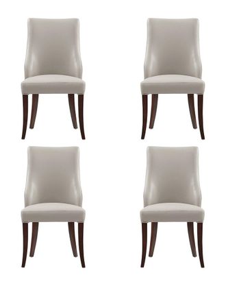 Manhattan Comfort Set Of 4 Connie Leatherette & Velvet Dining Chairs With Beech Wood Legs