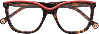 Carolina Herrera contrast-border square-frame glasses - women - Acetate - One Size - Brown
