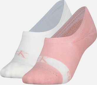 Calvin Klein Womens Calvin Klein 2 Pack Womens Invisible Socks Pink/White - Size: 6.5/7/7.5/8/8.5/9/6