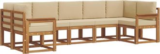 vidaXL Conjunto De Sof&aacute;s De Exterior 7 Uds. Natural Y Beige Vidaxl