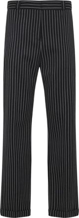 Tom Ford Gestreept wollen katoenen broek - Dames - Straight fit broeken - Zwart - S - Katoen - Broeken