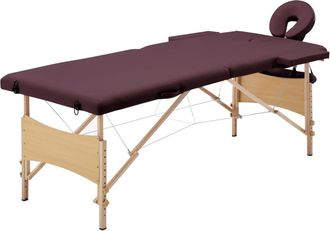 vidaXL Vidaxl Camilla De Masaje Plegable 2 Zonas Madera Morado Vino