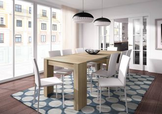 Dmora Consola Compton, Mesa De Comedor Extensible, Mesa Con Extensiones Multiusos Que Se Puede Extender Hasta 10 Asientos, Cm 51/237x90h78, Roble, Con Embal