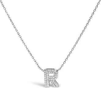House of Brilliance 10K Gold Diamond Accent A-Z Initial Bubble Pendant Necklace in White | R at Nordstrom