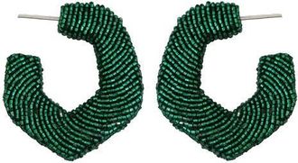 Panacea Geometric Beaded Hoop Earrings in Green at Nordstrom