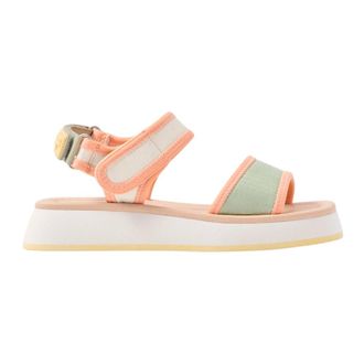 Hoff Schoenen, Dames, Veelkleurig, 40 EU, Leer, Chunky Sandaal in Groene Slangenprint