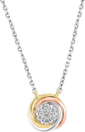 Effy Tri-Tone Pav&eacute; Diamond Round Pendant Necklace in Silver at Nordstrom Rack, Size 18