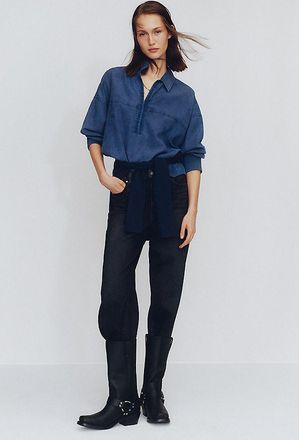 Paige Anessa Twist Seam High-Rise Wide-Leg Jeans